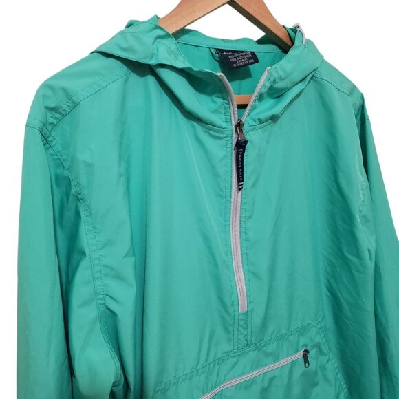Charles River Mens Windbreaker Jacket Size L Pack & Go Zip Hooded Pullover Mint - Picture 2 of 9
